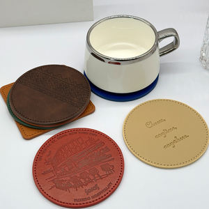 Factory Personalized Heat Resistant Blank Pu Leather Sublimation Coffee Coaster <b>Mat</b> <b>Cup</b> Customizable Coasters - Product Image 1