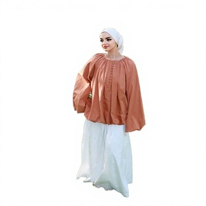 Willson 2026 New Design Modest Chic Muslim Women Regular Sleeve Solid Knitted Breathable O-Neck Embossed Print <b>Blouse</b> Unique - Product Image 4