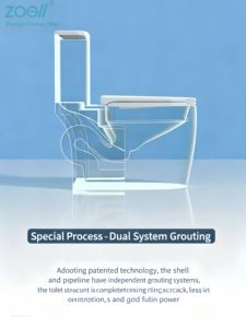 中国製衛生陶器 サイクロン洗浄 デュアルフラッシュ モダンな長方形一体型トイレ便座カバー付き 床置き型 - Product Image 2