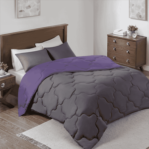 カスタムカラー両面キルトセット快適な寝具の代わりに軽量ダウンパープルカーボンブラックベッド3ピースセット - Product Image 2
