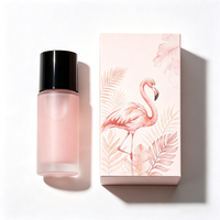 Flacon de parfum en verre rose clair de 50 ml et 100 ml, nouveau design, avec bouchon pompe et couvercle, pour échantillons cosmétiques.