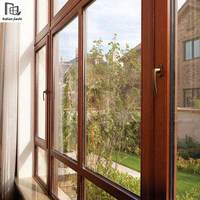 Ventanas abatibles de madera revestidas de aluminio Ventanas de inclinación y giro Impacto de huracán Ventanas de madera de aluminio a prueba de calor doble templado