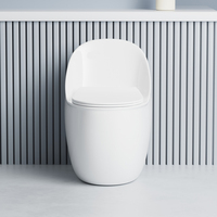 Nouveau WC Monobloc Moderne en Céramique au Design Ovale avec Siphon Super-Tourbillon et Abattant à Fermeture Douce pour Hôtels et Hôpitaux