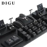 Digu Groothandel Custom Goedkope Zwart Sieraden Display Stand Toonbank Sieraden Display Set Hoge Kwaliteit Sieraden Display