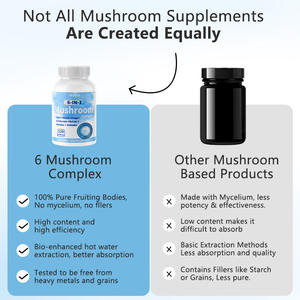 Compléments alimentaires en capsules à base d'extraits de super <span class=keywords><strong>hericium</strong></span>, de reishi, de cordyceps, de maitake, de shiitake et de chaga biologiques et végétariens en marque propre - Product Image 4