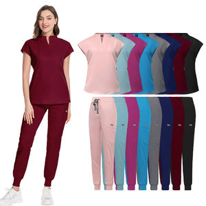 Uniformes Médicos Personalizados de Marca Propia en Blanco, Negro y Azul Marino para Mujer, Conjuntos de Uniformes de Enfermería para Correr - Product Image 5