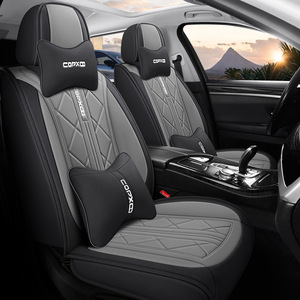 Fundas Universales de Asientos de Coche de Cuero PU, Juego Completo de <span class=keywords><strong>9</strong></span> Piezas, Impermeables, para Todas las Estaciones, Protector de Asientos de Auto con Logotipo Personalizado, Color y Empaque - Product Image 4