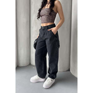 Pantalon de costume pour femme avec pochette, style baggy, jean confortable pour tous les jours - Product Image 3