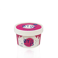 Gobelet à dessert en papier kraft biodégradable à paroi simple, enduit de PE, de qualité alimentaire, résistant à la congélation et écologique, pour glace et couvercle.