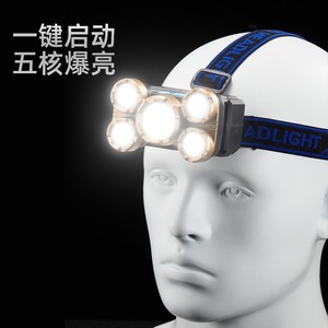 Linterna Frontal LED Recargable de Aleación de Aluminio con 5 LED de Luz Fuerte para Pesca y Caza al Aire Libre - Product Image 1