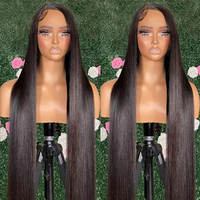 Perruque en cheveux humains sans colle de 40 pouces, cheveux vierges indiens naturels, densité 180%, dentelle HD transparente, perruques en cheveux humains avec dentelle frontale