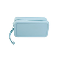 Sac de rangement en silicone grande capacité, pochette de rangement portable pour cosmétiques, porte-monnaie en silicone pour écouteurs
