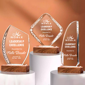 Tùy Chỉnh Gỗ Hình Dạng Khác Nhau Pha Lê Thủy Tinh Trophy Pha Lê Thủ Công Mỹ Nghệ Pha Lê Trophy Giải Thưởng - Product Image 4