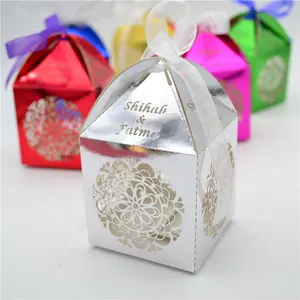 Mehendi caixas de mithai personalizadas, corte a laser da festa de casamento hendi com fita decoração