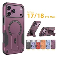 Coques de Téléphone Portable Anti-Chute et Antichoc en TPU+PC avec Support Magnétique Attrayant au Design Sportif de Luxe pour iPhone 17 Pro Max