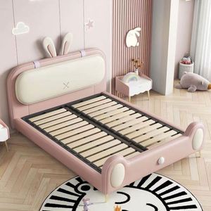 Lit de Jour Princesse Lapin Mignon en Bois Massif, Confortable et Moderne, Meuble de Chambre de Luxe pour Filles avec Revêtement en Coton - Product Image 4