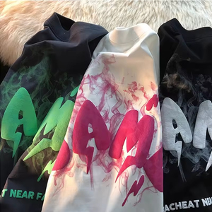 T-shirt unisexe 100 % coton uni, coupe oversize, grammage lourd, avec logo 3D personnalisé sérigraphié, manches courtes, longueur courte, pour homme, avec impression en relief - Product Image 6