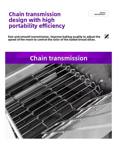 Pemanggang Roti <span class=keywords><strong>Burger</strong></span> Listrik Stainless Steel dengan Conveyor Belt, Suhu Tinggi, Baki Remah yang Dapat Dilepas, untuk Toko Roti Komersial - Product Image 3