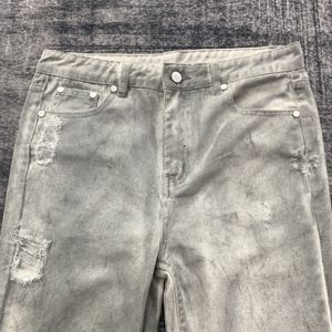 DENIMGUYS Jeans évasés pour hommes, style hip-hop, design vintage rétro, noir, peinture sale, denim délavé, pantalon de rue pour hommes - Product Image 3