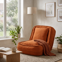 Canapé-lit moderne minimaliste compressible avec cadre métallique, inclinable, avec rangement, pliable, en tissu velours côtelé, pour petits espaces, hôtel