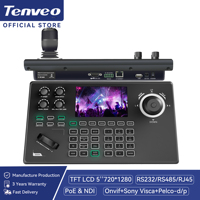 Cámara de Conferencia Tenveo VX20M NDI 4K AI 20X y Controlador de Teclado IP KB200MAX con Pantalla LCD de 5'' y Joystick 4D, Sistema de Conferencia