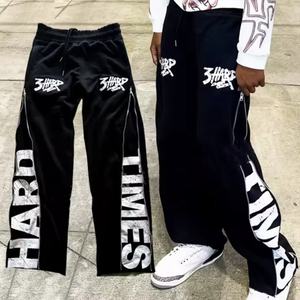 Pantalones Deportivos de Algodón para Hombre, de Alta Calidad, Personalizados, Holgados, Formales, Negros, con Cremallera Lateral, Estampado, Rectos, Ligeros y Transpirables - Product Image 3