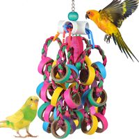 Jouets pour oiseaux : Anneaux à mâcher colorés en papier déchiqueté (24 pièces) pour conures, petits perroquets, perruches et calopsittes