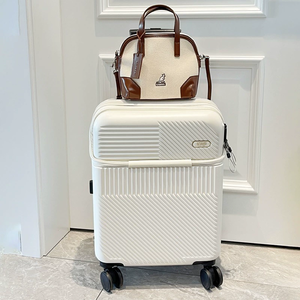 Valise de cabine professionnelle durable de 20 pouces avec roulettes, légère, port de chargement USB, porte-gobelet, ouverture frontale, design moderne, anti-vol. - Product Image 2