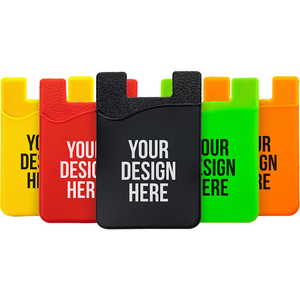 Porte-cartes en silicone avec logo personnalisé, adhésif au dos, pour cadeau promotionnel et branding - Product Image 1