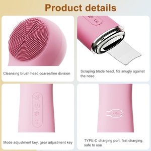 Cool Heating Facial Cleansing <b>Brush</b> Multi-functional Facial Skin Scrubber Waterproof Rechargeable Face <b>Scrub</b> for Deep Cleansing - Product Image 4
