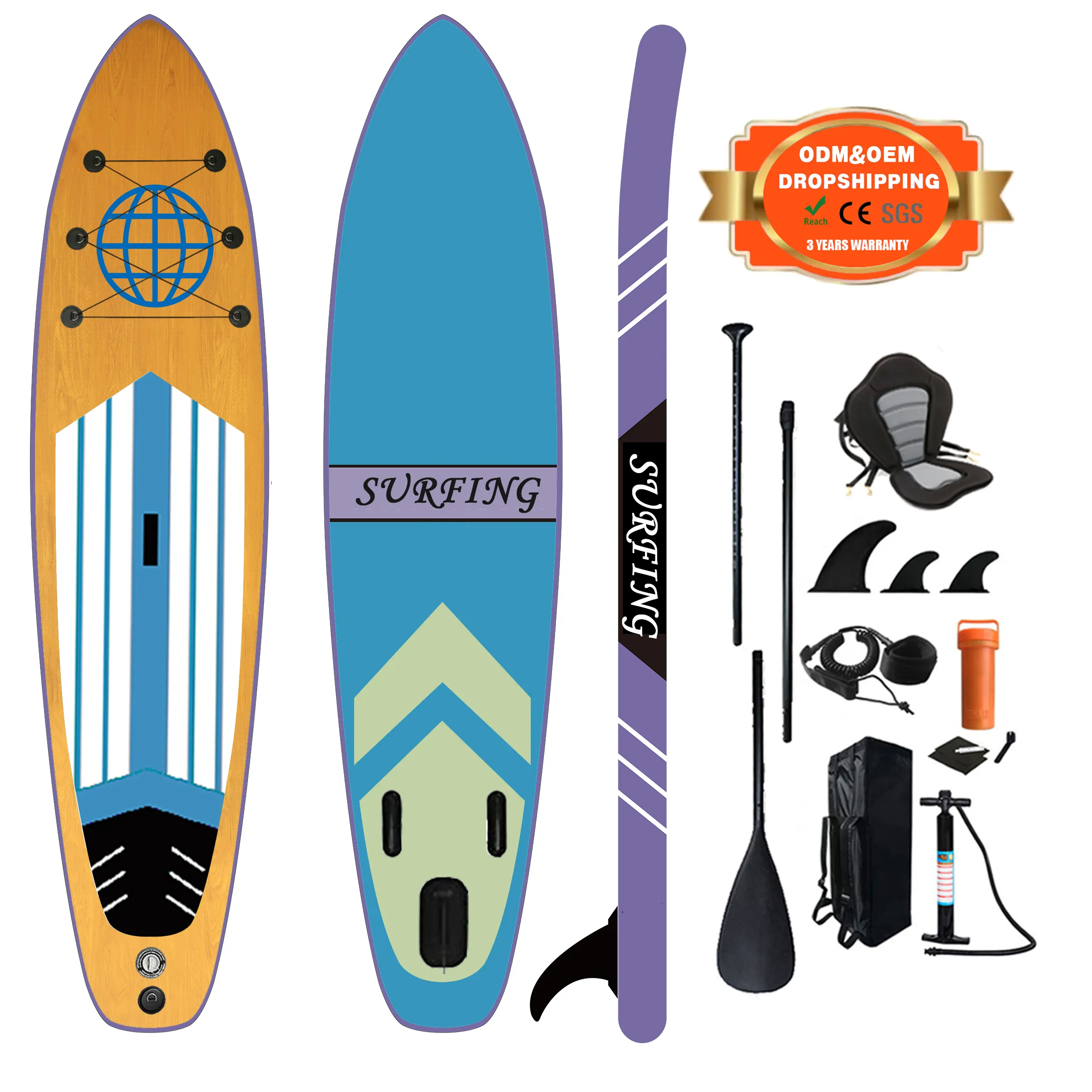 2023 nuevo diseño personalizado de madera Stand Up Paddle Board Sup personalizado todo alrededor de doble capa sup Board para surf tabla de surf