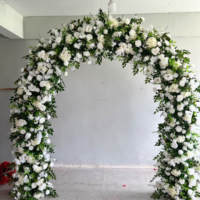 F396 Arche de Décoration d'Entrée pour Fête Anniversaire, Kit d'Arche Florale en Soie Artificielle, Chemin de Mariage, Rangée de Fleurs Blanches, Décor Carré