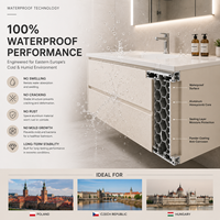 Meuble-lavabo flottant en aluminium grain de bois, sur mesure, fabricant OEM
