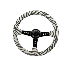 Các Nhà Lãnh Đạo phổ da lộn 9cm sâu đĩa đào hoa nhôm khung màu đen và trắng ngựa vằn in JDM đua tay lái - Product Image 1