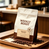 Custom Moisture Proof 500g Coffee Bean Packaging Bag Eight Sides Heat Sealing Flat Bottom Pouch with Valve