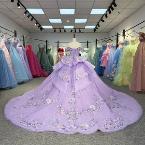 Dy6932 Purple Lace Sequined Quinceanera Party Dresses Ball Gown 3D <b>Flowers</b> <b>Sweet</b> 15 16 Year Princess Dress for - Product Image 5