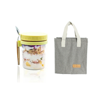 Vente en gros 10oz 300ml pots d'avoine de nuit avec couvercle et cuillère récipient d'avoine pots Mason en verre avec couvercle pour le petit déjeuner
