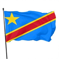 Drapeau du Congo en gros 3x5 avec mât en acrylique, polyester découpé sur mesure pour campagnes électorales et publicité pour les élections générales