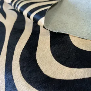 Tapete de couro bovino genuíno, padrão de zebra material de vaca real para fabricação de sapatos