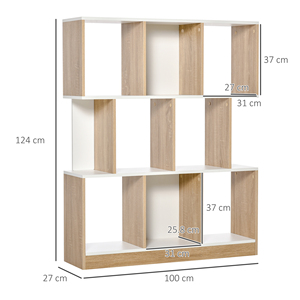 HOMCOM-Librería de pared moderna de madera de 8 niveles, estantería de roble y blanco para sala de estar y dormitorio - Product Image 2