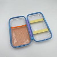 Étui de maquillage avec pinceau givré gratuit personnalisable étui de voyage en PVC imperméable à l'eau pochette à fermeture éclair étui rigide transparent en EVA rangement de jouets pour crayons