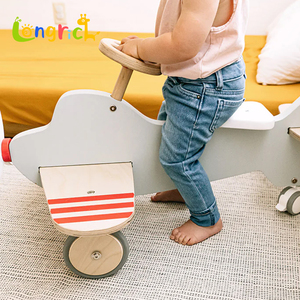 Cheval à bascule en bois massif moderne pour enfants, en forme d'avion, pour bébés et enfants de 0 à 7 ans - Product Image 5