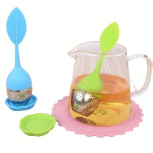 ที่กรองชาแบบใบไม้ ปลอดสาร BPA ทำจากซิลิโคน สำหรับชาใบหลวมหรือชาสมุนไพร พร้อมกระบอกกรองชาสแตนเลส ขายส่ง - Product Image 4