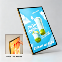 Cadre lumineux LED rectangulaire suspendu en aluminium pour affiches publicitaires, 5000 lumens, anti-poussière, pour restaurant