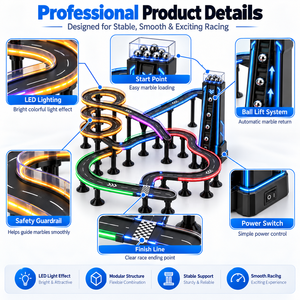 En gros, Ensemble de pistes de billes de compétition avec logo personnalisé OEM, avec éclairage LED, pour jeu de simulation de course, labyrinthe et rallye - Product Image 6