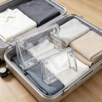 Sac de maquillage transparent OEM, étui cosmétique en PVC, pochette de toilette portable imperméable avec fermeture éclair
