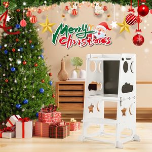 Torre di apprendimento Aiuti in cucina mutevole tavolo e sedia Montessori con lavagna in piedi passo sgabello torre bianca per il bambino - Product Image 3