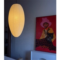 Lampe suspendue ovale en papier Washi de style Japandi, lanterne de riz minimaliste zen, pliable, pour salon, ambiance zen