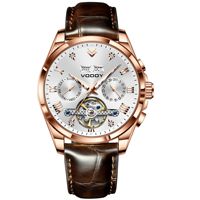 Montre mécanique pour homme Vodoy Tourbillon, calendrier perpétuel lumineux, affichage de la date et du jour, acier inoxydable, mode business, étanche