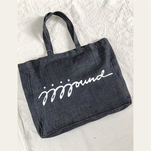 New Design 24 Inches Cotton Canvas Jeans <b>Tote</b> <b>Bag</b> Soft Cotton <b>Shopping</b> <b>Tote</b> <b>Bag</b> With Inside Pocket Magnetic Design Beach <b>Bag</b> - Product Image 2